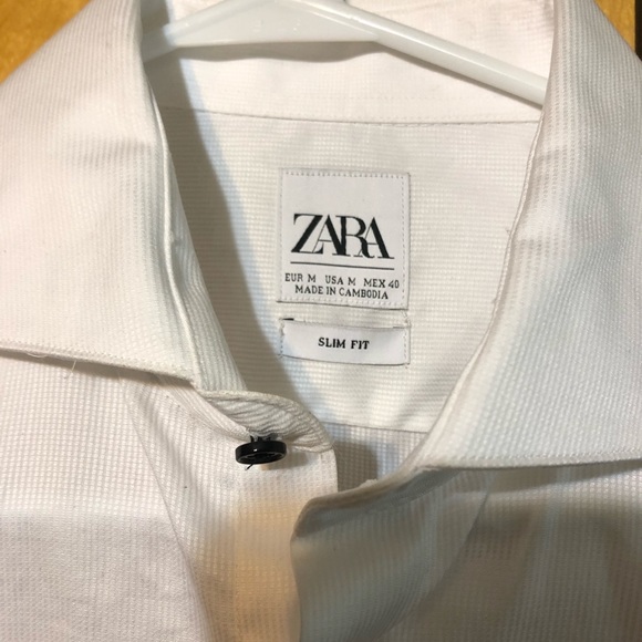 NWT Zara Long Sleeve White Cotton Button Down Shirt in Size Large - Picture 4 of 6